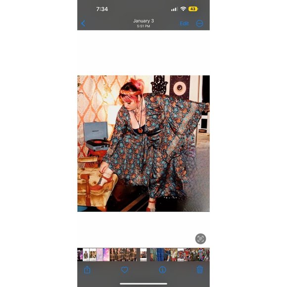 70s 2 Piece Set Bell Sleeve Wrap Pants with Super Bell Blue Choose xs to 5x 70% - Picture 5 of 10